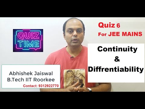 LIVE QUIZ 6 | For JEE MAINS | Questions from Continuity and Differentiability | By Abhishek Jaiswal