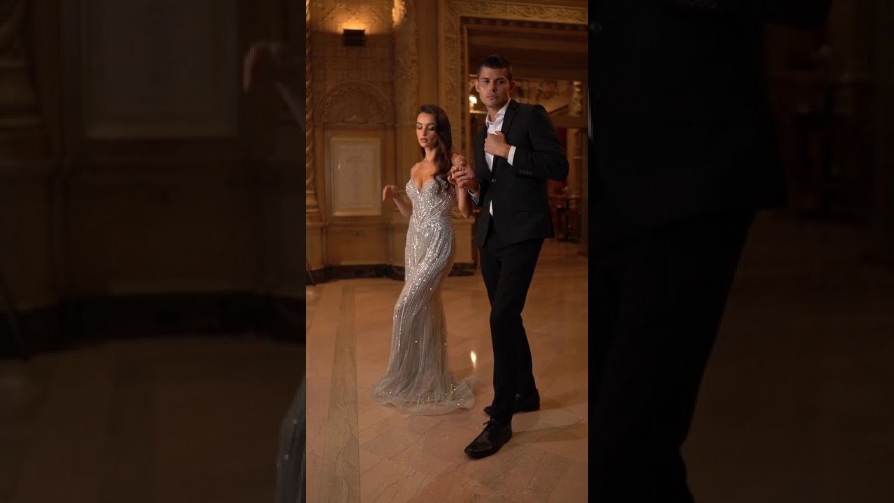 Ladivine CC416 - Bead Embellished V-Neck Evening Dress