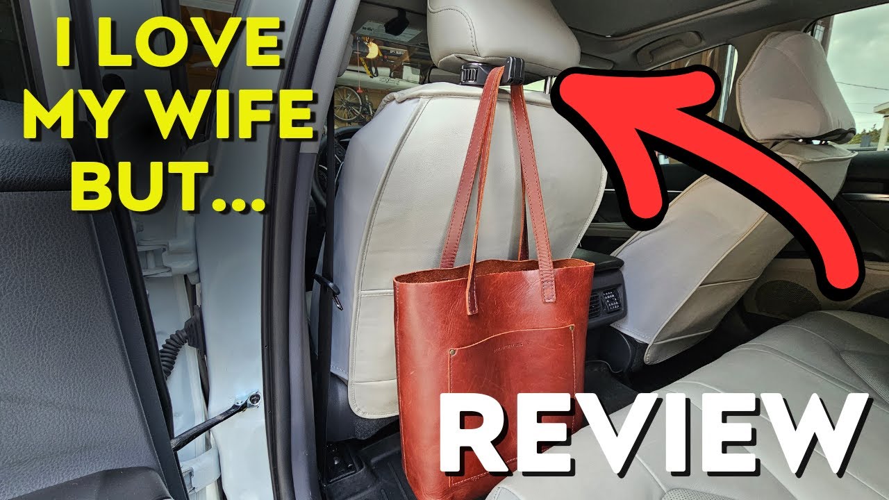 TOOVREN Upgraded 2 Pack Car Headrest Hidden Hook 2 in 1 Car Seat Hooks with Phone Holder for Purse