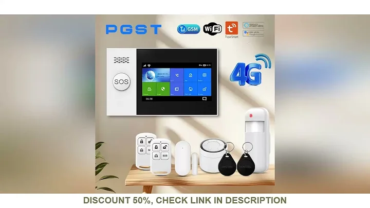 PGST PG-107 4G Wireless Home Alarm System WiFi Security System with 4.3 Inch Full Touch Screen,Compa