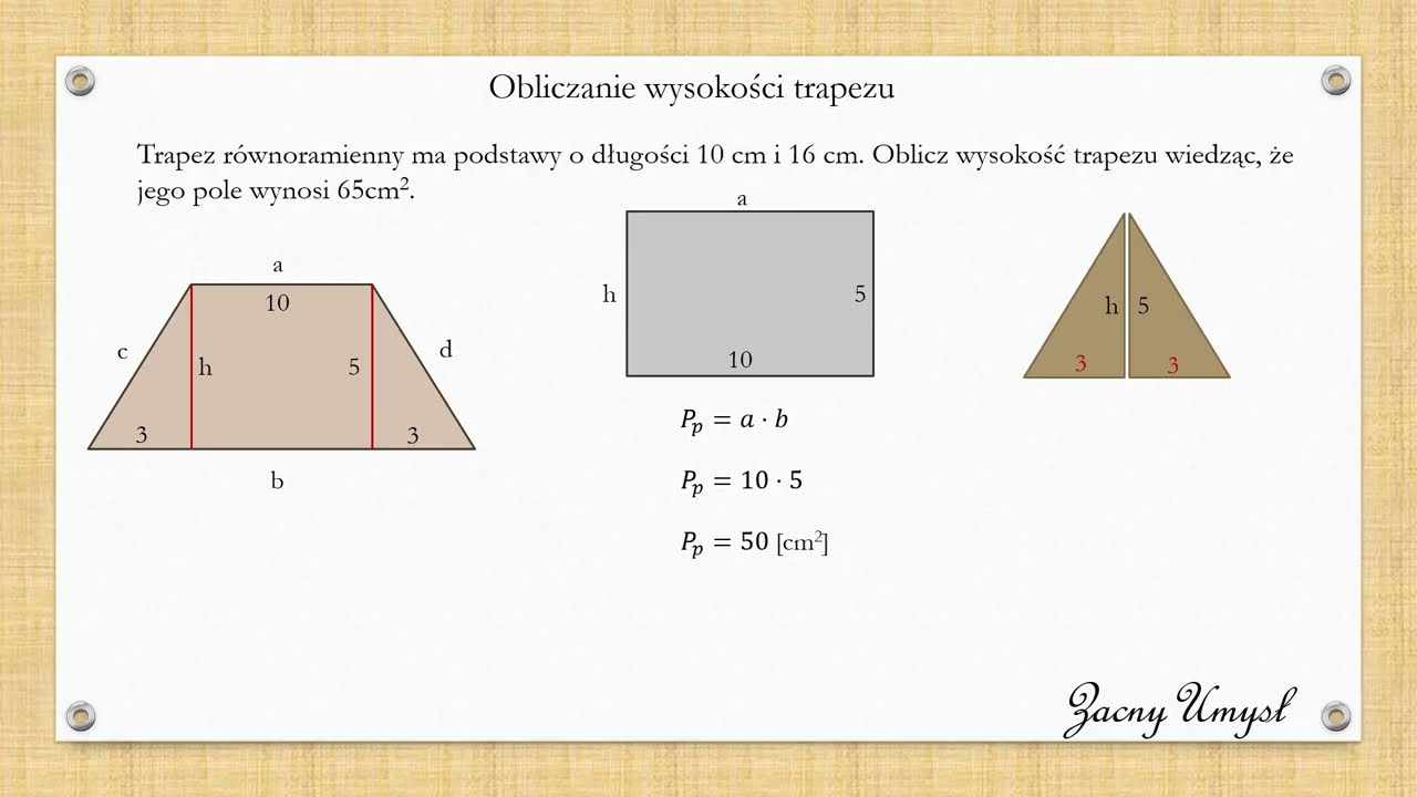 Obliczanie wysokości trapezu - proste obliczenia z wyjaśnieniem