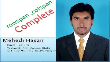 Bangla HTML Tutorial Complete rowspan colspan