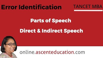 TANCET MBA Lesson Video | Error Identification | Parts of Speech - Direct and Indirect Speech