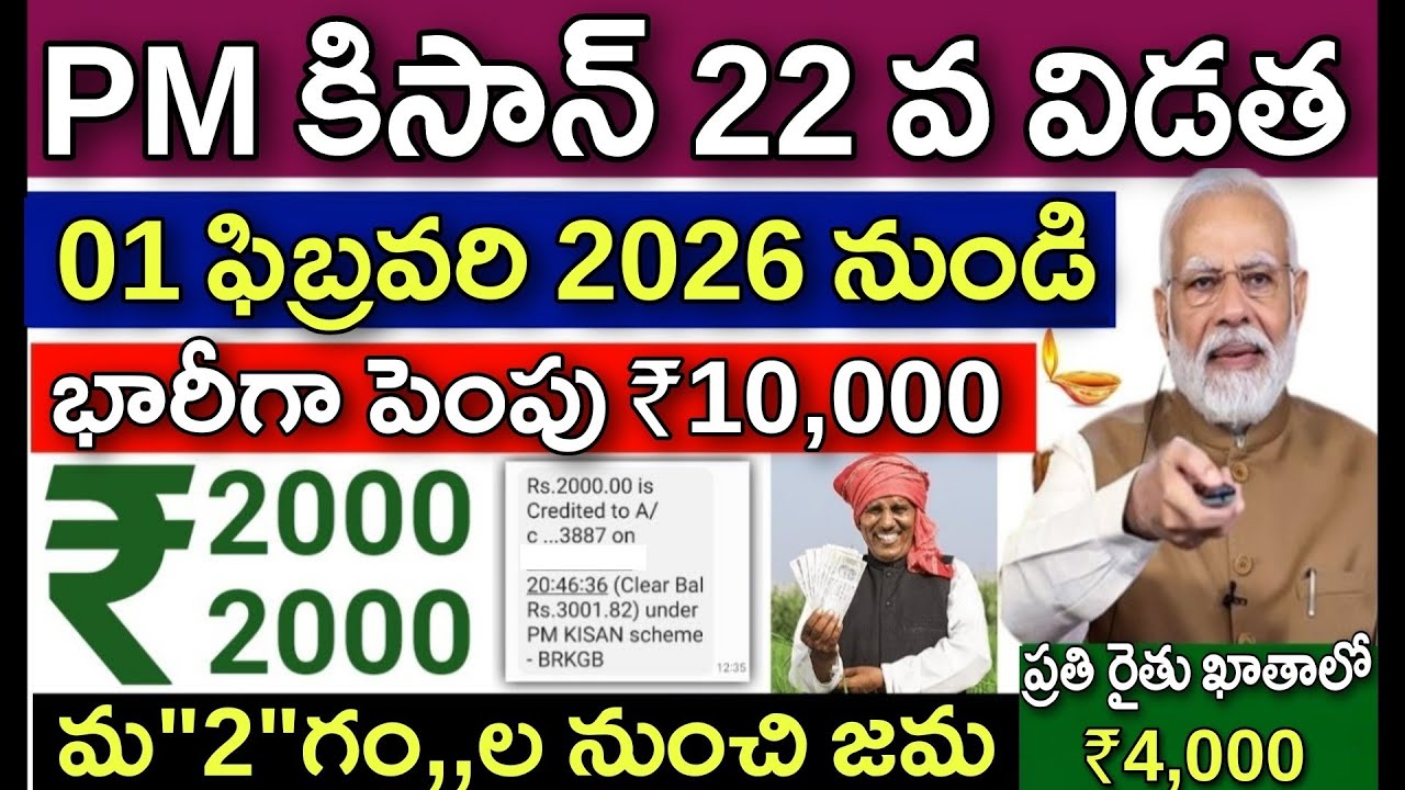 PM కిసాన్ 22 వ విడత భారీగా పెంపు ₹10,000 ఈ తేదిన ఖాతాలలో జమ | PM Kisan Samman Nidhi Yojana Amount In