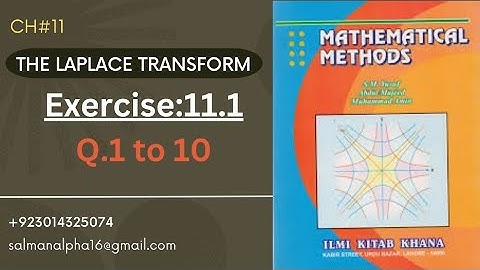 CH#11|THE LAPLACE TRANSFORM|Exercise:11.1|Q1 to 10|BS Math-A Smester8|B.Sc/ADP2 Math-A|Method