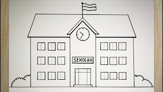 Cara menggambar sekolah tingkat
