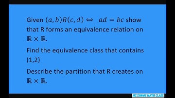 Given (a,b)R(c,d) iff ad=bc show R forms an equivalence relation on RxR