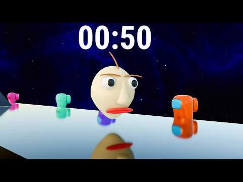 BALDI Shoots Down Soft Among Us. 3D Satisfying Physics Simulation + Timer 50 Seconds