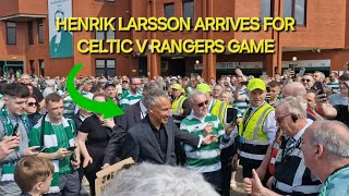 HENRIK LARSSON ARRIVES FOR CELTIC VS RANGERS GAME / KING OF KINGS