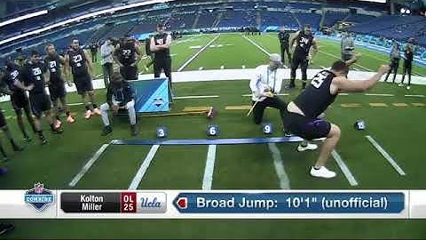 Kolton Miller Longest Offensive Lineman Broad Jump 2018 NFL Combine
