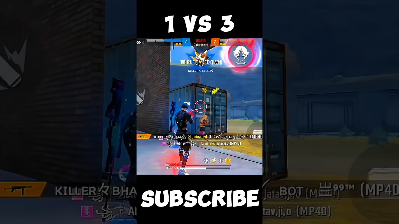 1 vs 3 Gameplay @secretkiller16  #youtubeshorts #trending #explore #freefire #headshot #world💯