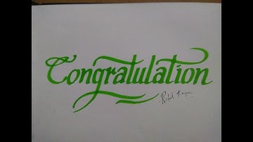 how to do calligraphy with a chisel tip marker || calligraphy with marker ||  "congratutation" 😍