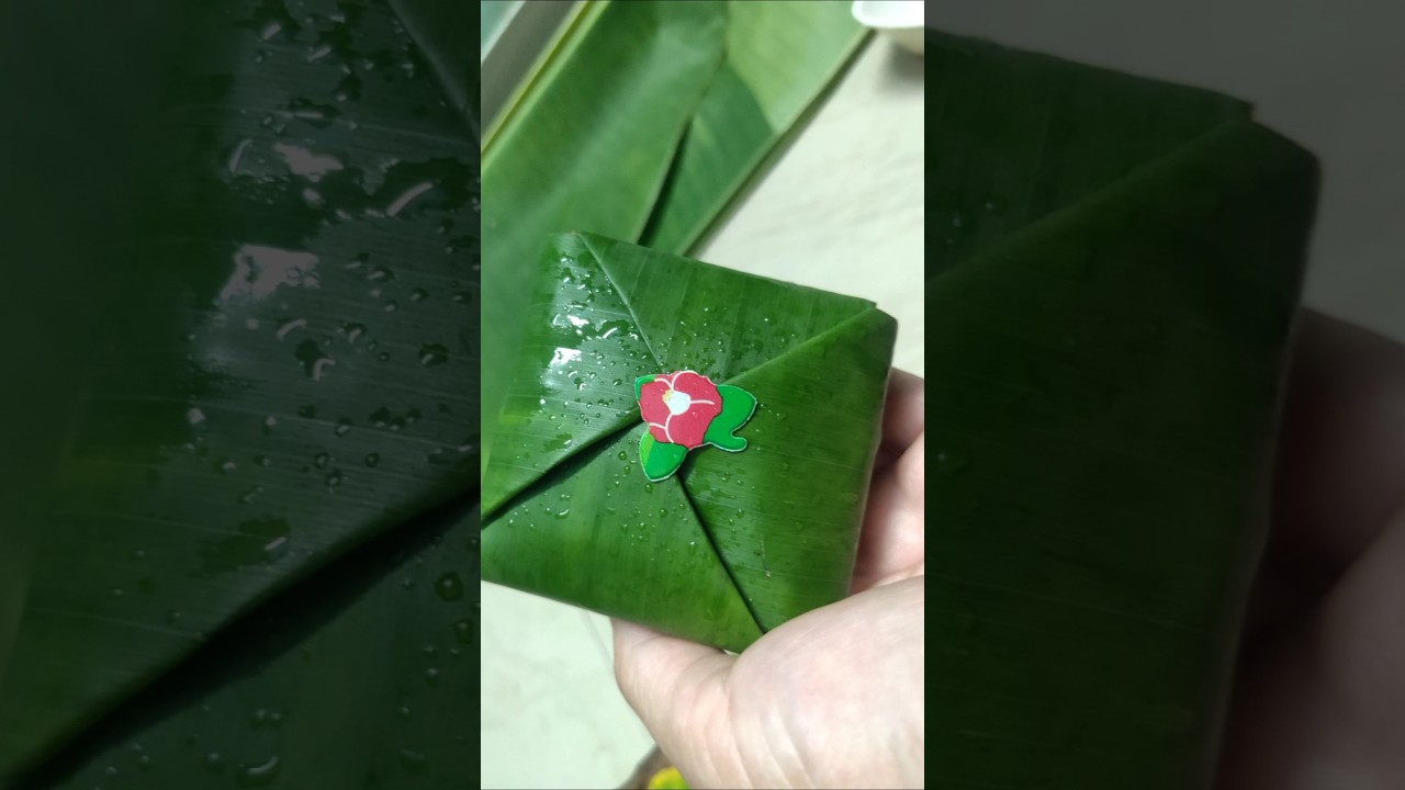 in a Banana Leaves wrap snacks. Save the earth packaging.Bekery Wrapped in a Banana Leaves