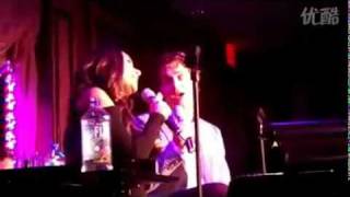 Jonathan Groff and Lea Michele singing Lucky
