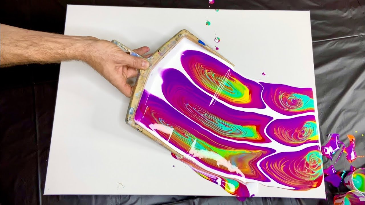 How to Pour Paint with a Dustpan | Easy Acrylic Fluid Art - YouTube