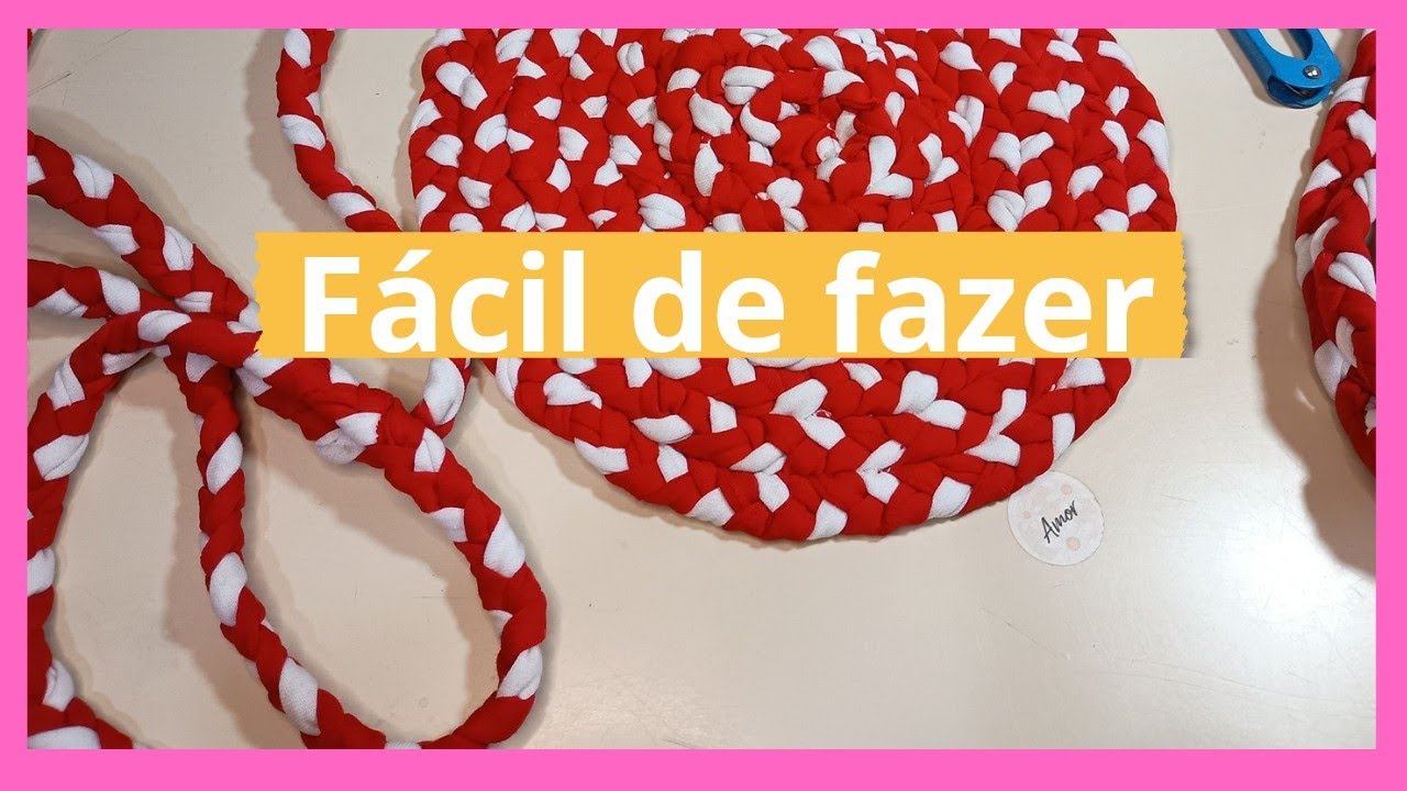 Como fazer descanso de panelas usando tiras de malha #fácil #iniciante#artesanato