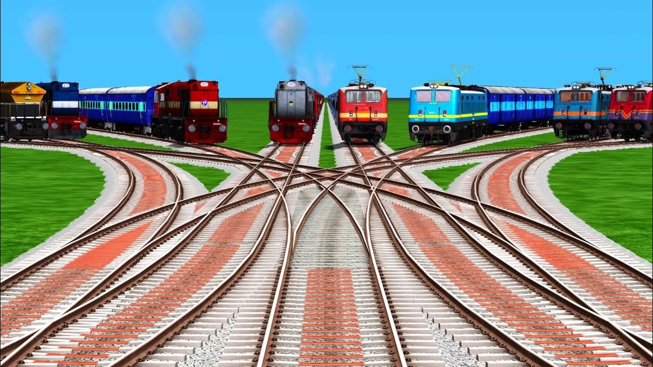 Real Indian Train Crossing At By New Railroad Tracks ll Diamond Forked Tracks l train simulator 2019