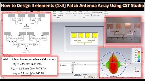 How to Design 4 elements (1×4) Patch Antenna Array Using CST Studio?|Quarter Wave Transformer Method
