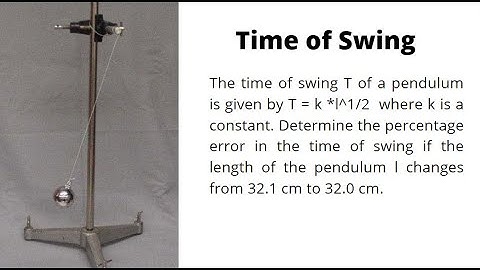 Percentage error of time period of a simple pendulum