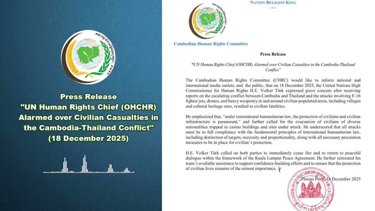 UN Human Rights Chief OHCHR Alarmed over Civilian Casualties in the Cambodia Thailand Conflict