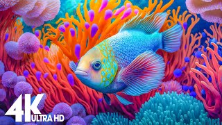 Aquarium 4K VIDEO (ULTRA HD) 🐠 Amazing Beautiful Coral Reef Fish - Relaxing Sleep Meditation Music