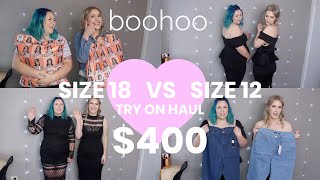 SIZE 18 VS. SIZE 12 SAME OUTFIT TRY ON HAUL | $400 BOOHOO ORDER!