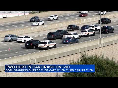 2 people hit, injured by car while outside of vehicles on I-90, state police say