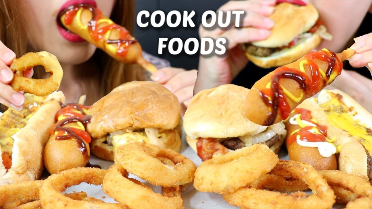 ASMR OUR FAVORITE COOK OUT FOODS + SWEET POTATO ICE CREAM 리얼사운드 먹방 ...