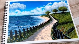 : How To Paint Seascapes - A Beginner's Guide  to Acrylics | Landscape Painting Idea | Easy Tutorial