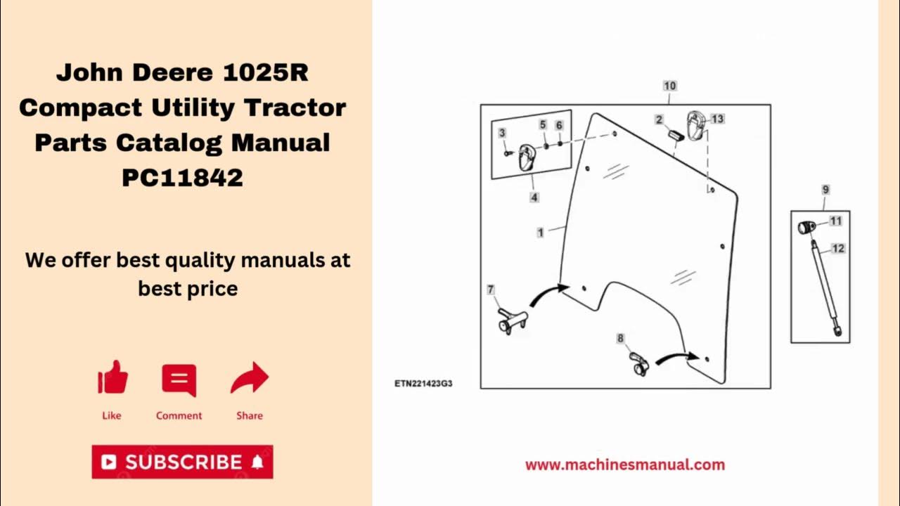 John Deere 1025R Compact Utility Tractor Parts Manual PC11842 YouTube