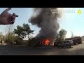 Officers responding to fully engulfed structure fire
