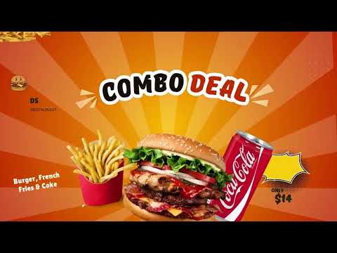 Animated Burger Menu Board | Canva Editable TV Template | DigitalSigns.ai DSHub