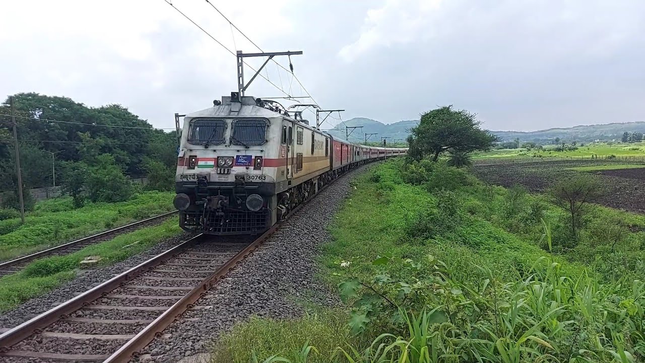 High Speed Action Of Afternoon Trains At Ghorawadi On A Rainy Day