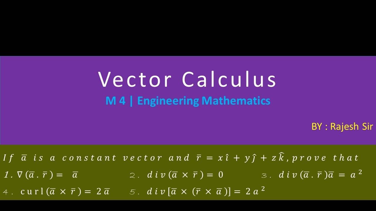 Vector Calculus | # 2 | M4 | Engineering Mathematics - YouTube