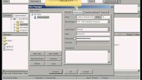 Configuring accounts in FileZilla FTP