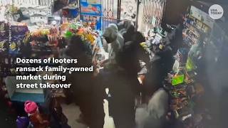 Dozens of looters ransack family market in California