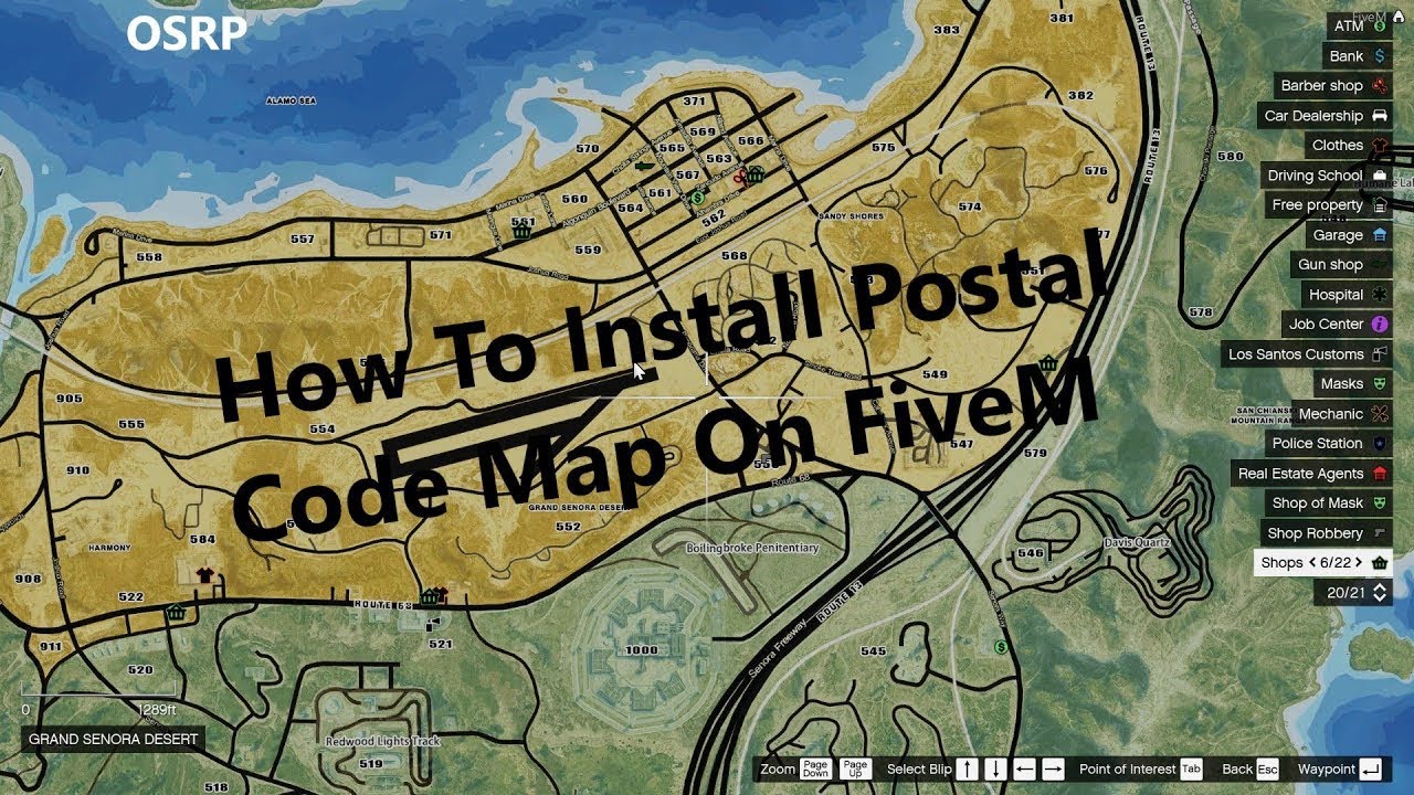 gta 5 fivem map postal codes