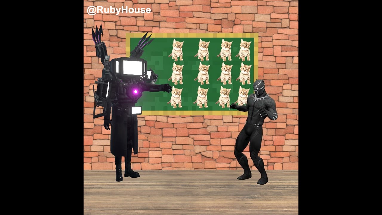 Meow Meow Titan Tv and Black black panther Dancing Meow Meow