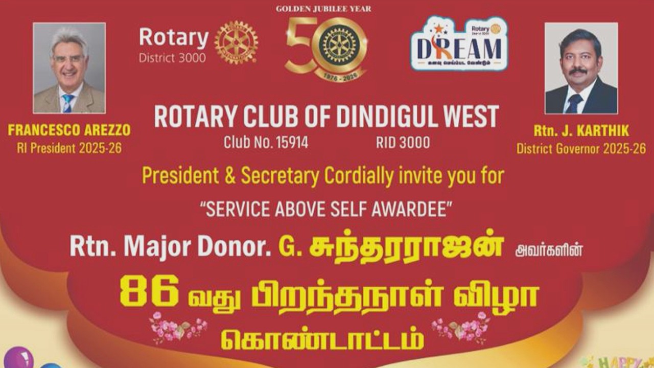Rtn.Major Donor. G.S. -Dindigul West Rotary