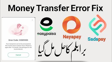 Easypaisa To Nayapay Sadapay Error Cio09005 | Money Transfer Fix It