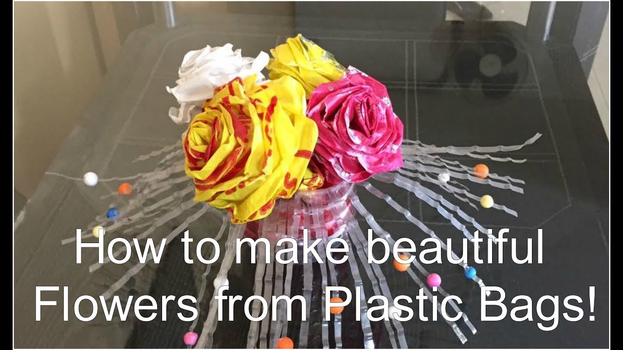 How to make Beautiful flowers from plastic bags Reuse plastic bags