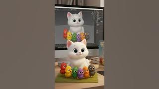 Cat & Rainbow Chicks Peek at a Computer #CatAndChicks #FunnyAnimals #CatLovers #ComputerFun #yt