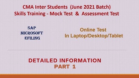 Skills Training Assessment Test Mock Test for CMA Inter Students of June 2021 Batch