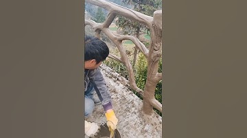 Stylist uses concrete to create wooden simulated fences, the effect is amazing