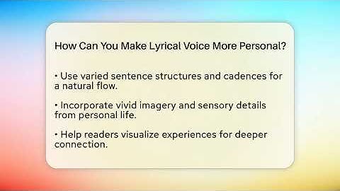 How Can You Make Lyrical Voice More Personal? - The Prose Path