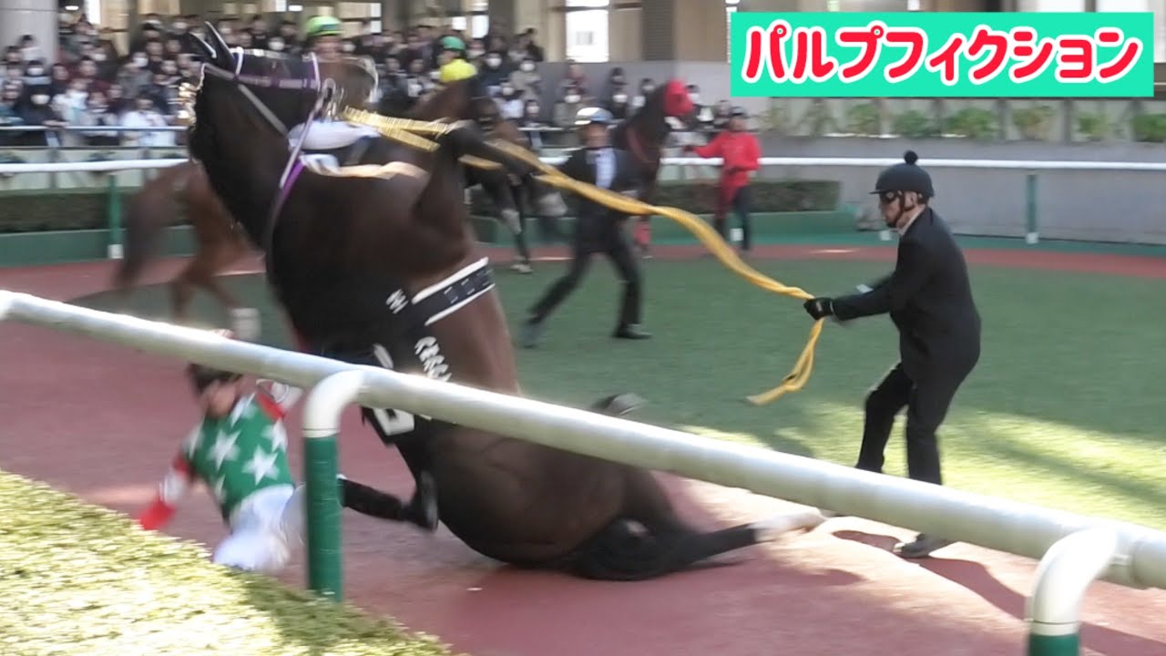 パドックでこけて角田大和騎手の上に乗っかってしまうパルプフィクション