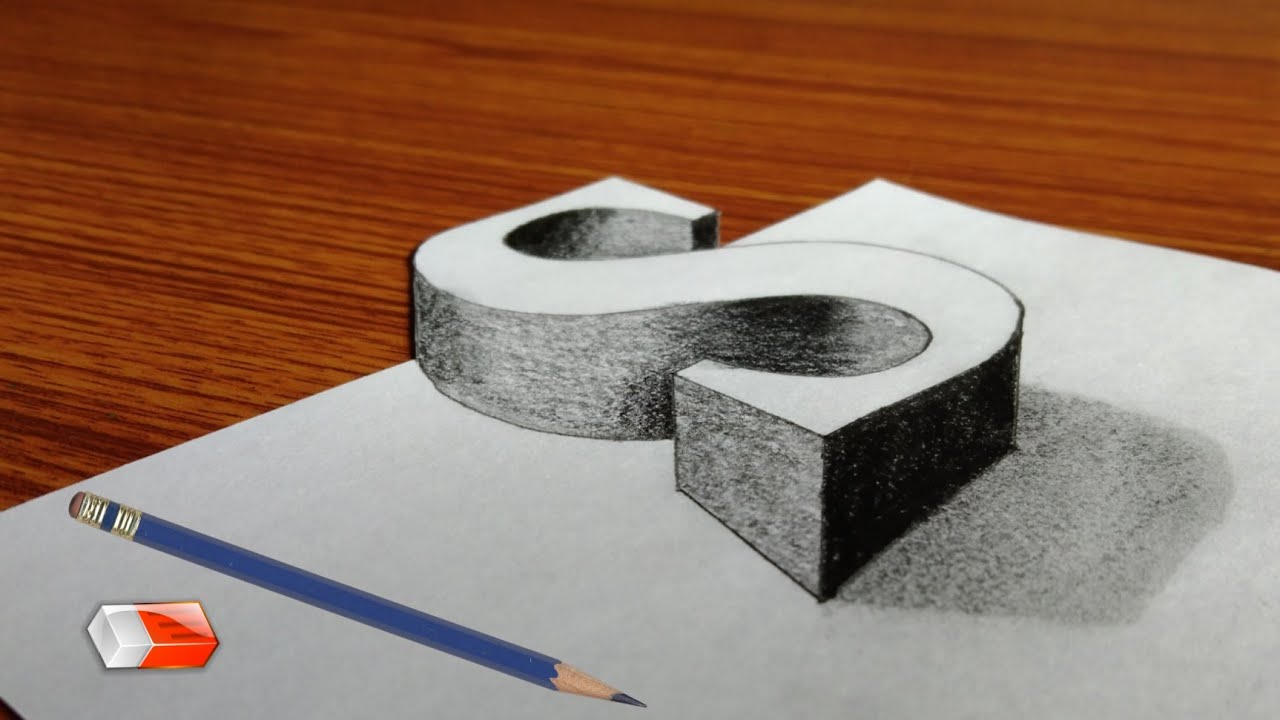 How to draw 3d letter s easy step by step for beginners / Easy way to ...