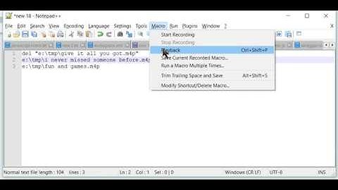 Macro feature in Notepad++