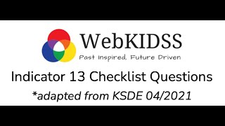 WK-501 Indicator 13 Checklist