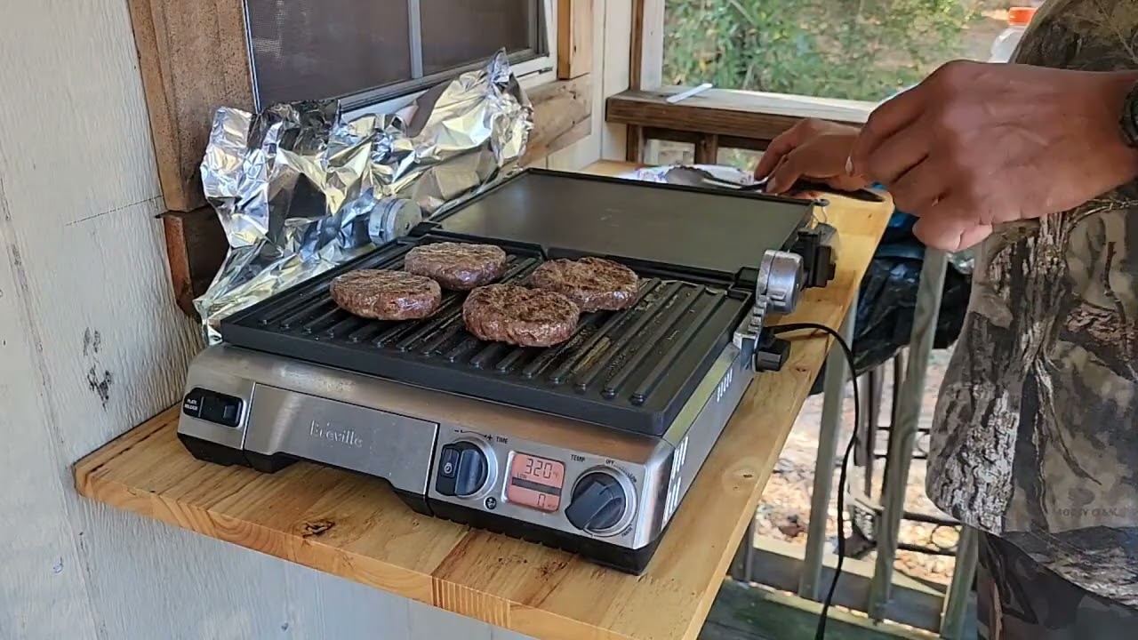 Cheap shed cabin cooking in the breville smart grill. 